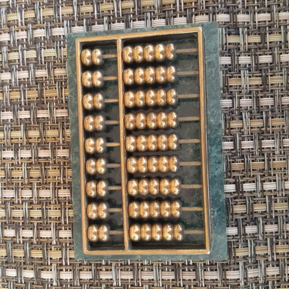 Vintage Brass Abacus on Green Marble Base